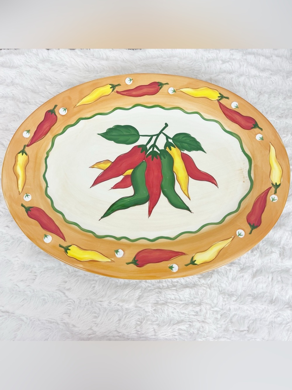 Rare Vintage WCL Hot Chili Peppers Large Oval Serving Platter Southwestern Boho